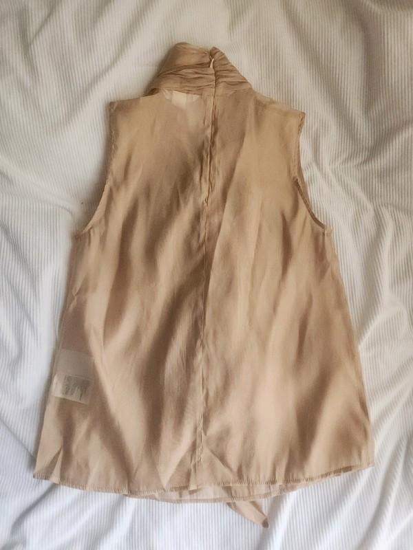 H&M Sheer Neck-tie Blouse Beige NWT