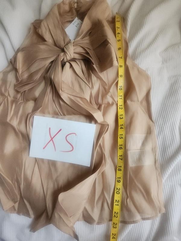 H&M Sheer Neck-tie Blouse Beige NWT