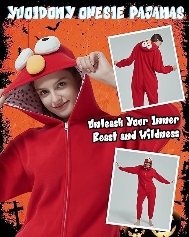 HALLOWEEN SESAME STREET ELMO ADULT FULL ZIP UP PAJAMA MoreSizeAvai