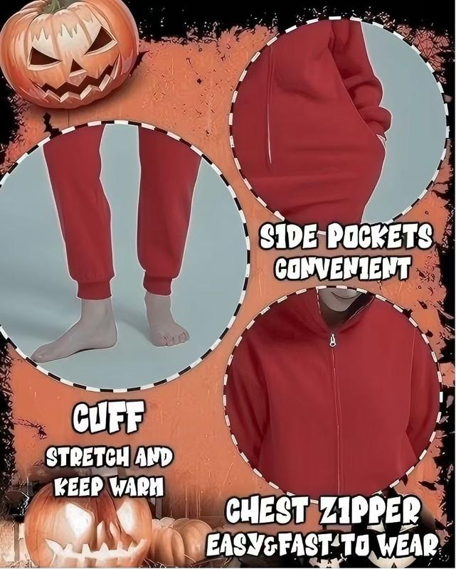HALLOWEEN SESAME STREET ELMO ADULT FULL ZIP UP PAJAMA MoreSizeAvai