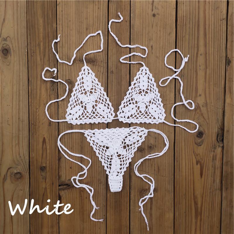 Hand Crochet Sexy Mini Bikini Set Top&bottom Thong Boho String Bikini Microkini