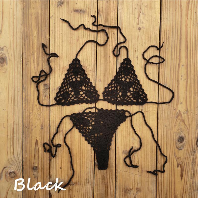 Hand Crochet Sexy Mini Bikini Set Top&bottom Thong Boho String Bikini Microkini