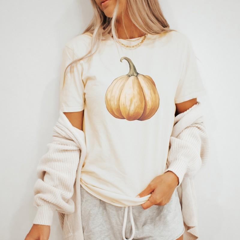 Hand Drawn Pumpkin Shirt Fall Aesthetic Pumpkin Graphic Tee Autumn Shirt