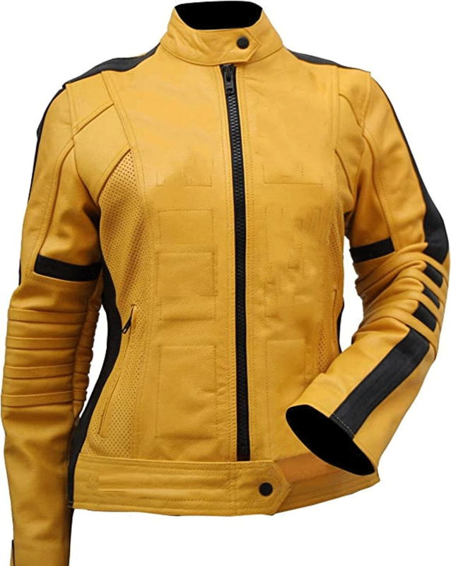 Handmade Uma Thurman Kill Bill The Bride Yellow Leather Jacket With Pants