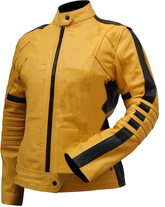 Handmade Uma Thurman Kill Bill The Bride Yellow Leather Jacket With Pants