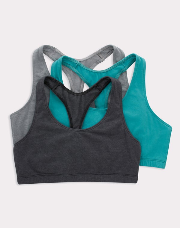 Hanes 3-Pack Comfort Racerback Bralette Women's Size L