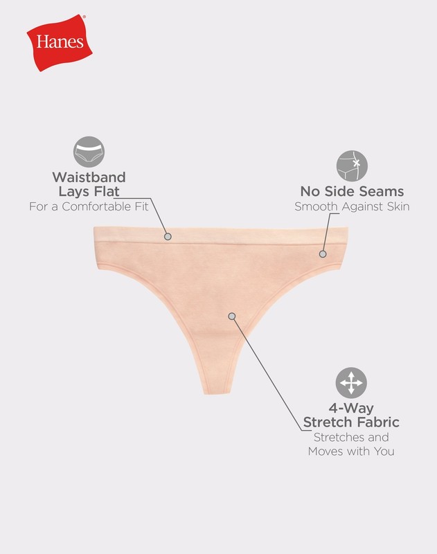 Hanes 6-Pack Thong Comfort Flex Fit Women Panties Microfiber Lightweight Wicking