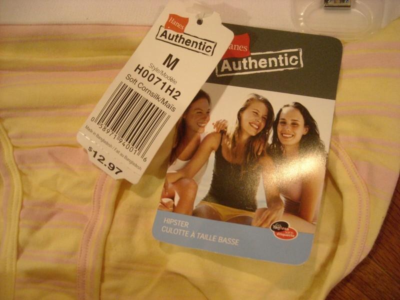 Hanes Authentic Cotton Hipster - Soft Cornsilk - Size M - 2 Pack - NEW