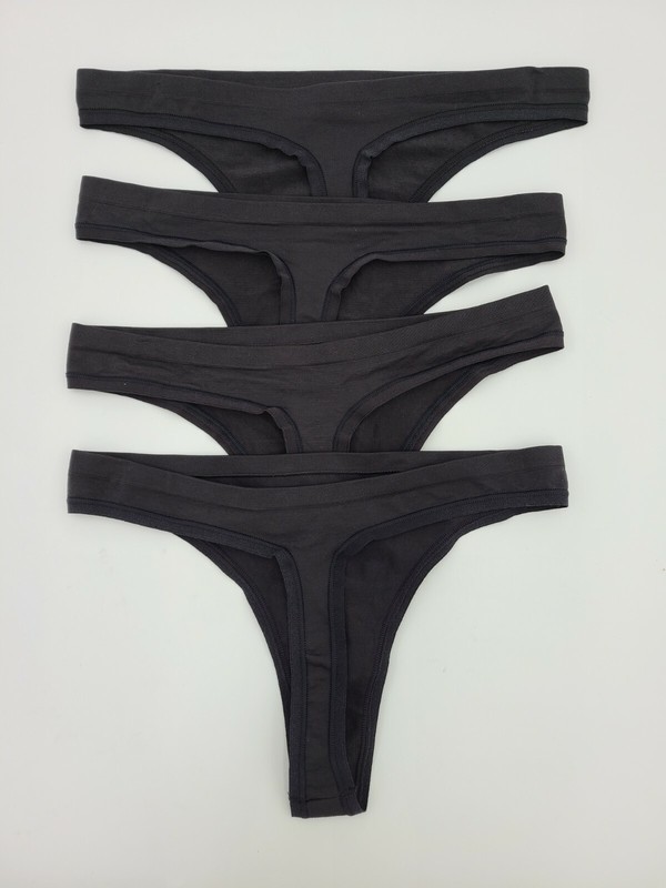 HANES Barely There CustomFlex Fit THONG Style 2556 / X556 Size S/5 Black