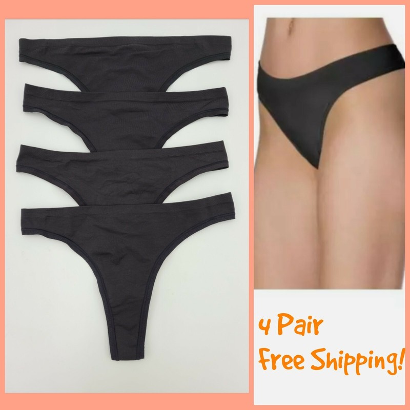 HANES Barely There CustomFlex Fit THONG Style 2556 / X556 Size S/5 Black