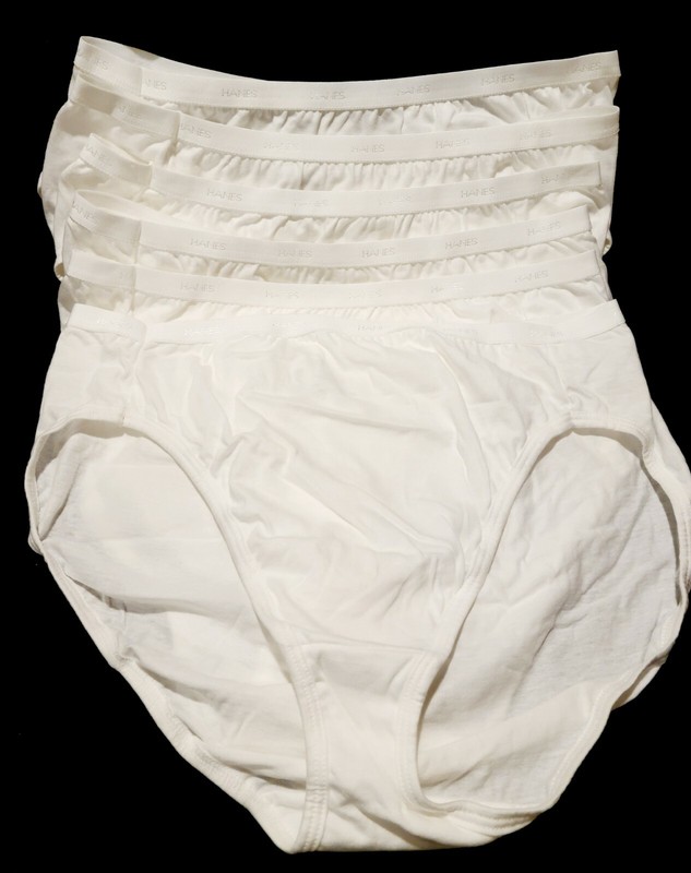 Hanes Classic Bikinis Womens 12 Pair Cotton White Tagless Panties Underwear 6/M