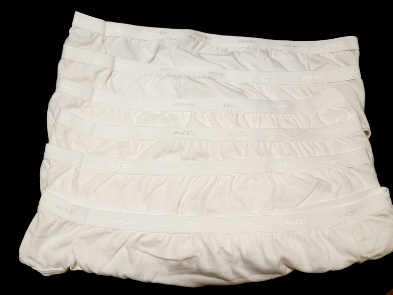 Hanes Classic Bikinis Womens 12 Pair Cotton White Tagless Panties Underwear 6/M