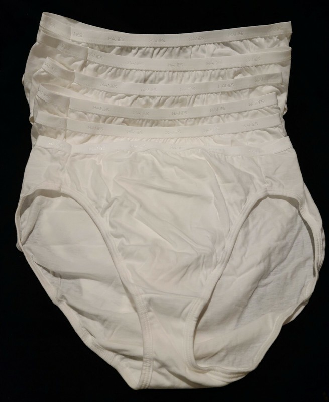 Hanes Classic Bikinis Womens 12 Pair Cotton White Tagless Panties Underwear 6/M