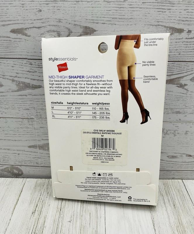 Hanes Mid- Thigh Shaper Garment Sz M Nude 1 Pair