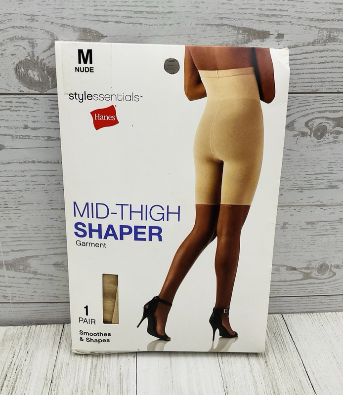 Hanes Mid- Thigh Shaper Garment Sz M Nude 1 Pair