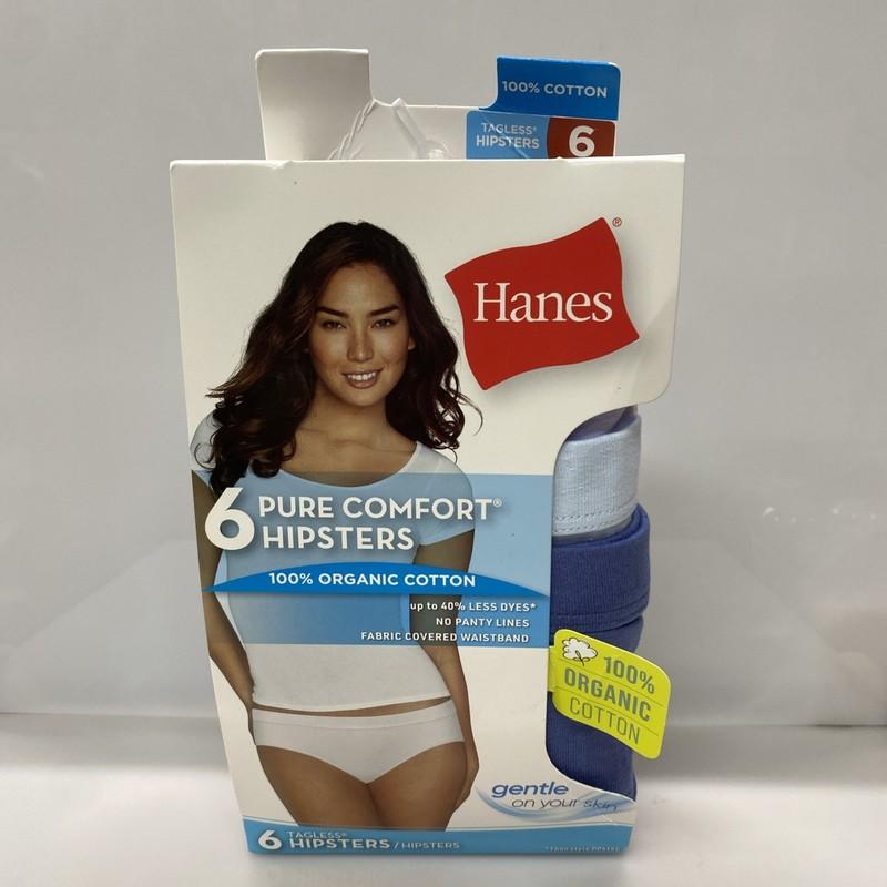 Hanes Women's Pure Comfort Hipster 6-pack Size 6 Medium 100 Organic Cotton