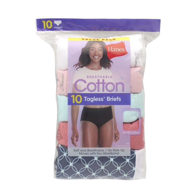 Hanes Womens 10-Pack Cotton Briefs Lady Underwear Panties Assorted Colors 6 7 8