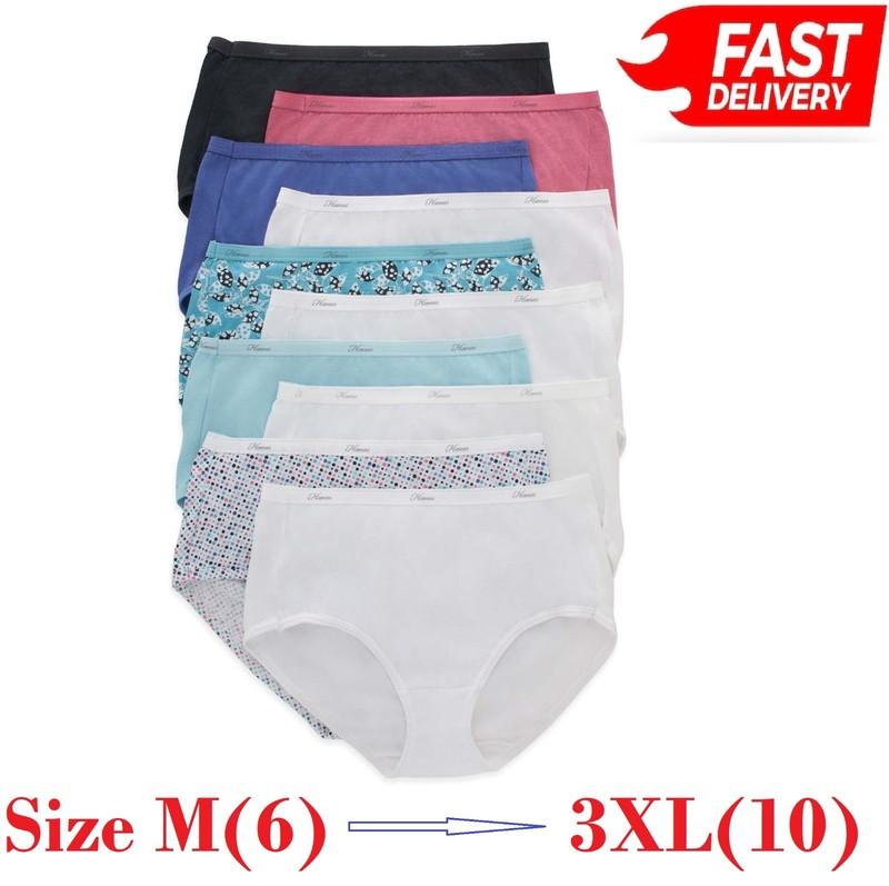 Hanes Womens 10-Pack Cotton Briefs Lady Underwear Panties Assorted Colors 6 7 8