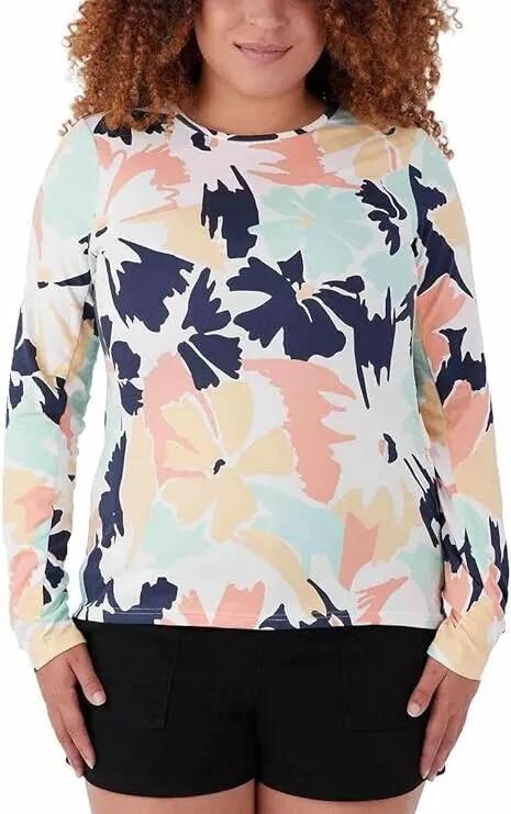 Hang Ten Women's Long Sleeve Sun Protection Tee with Pocket H13