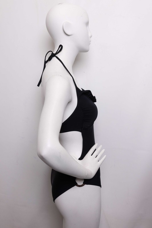 Hapari Women's Black Swimsuit Size XS Black Ruffle One Piece NWOT