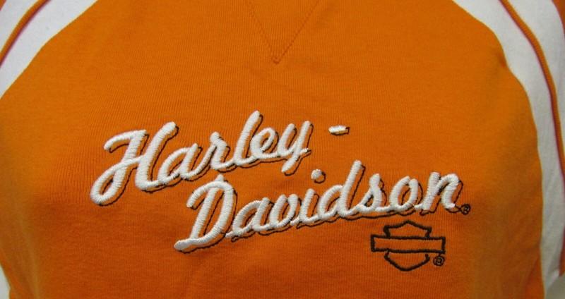 HARLEY DAVIDSON EXTENDED RAGLAN CREW LADIES ORANGE T-SHIRT S/S [NEW]