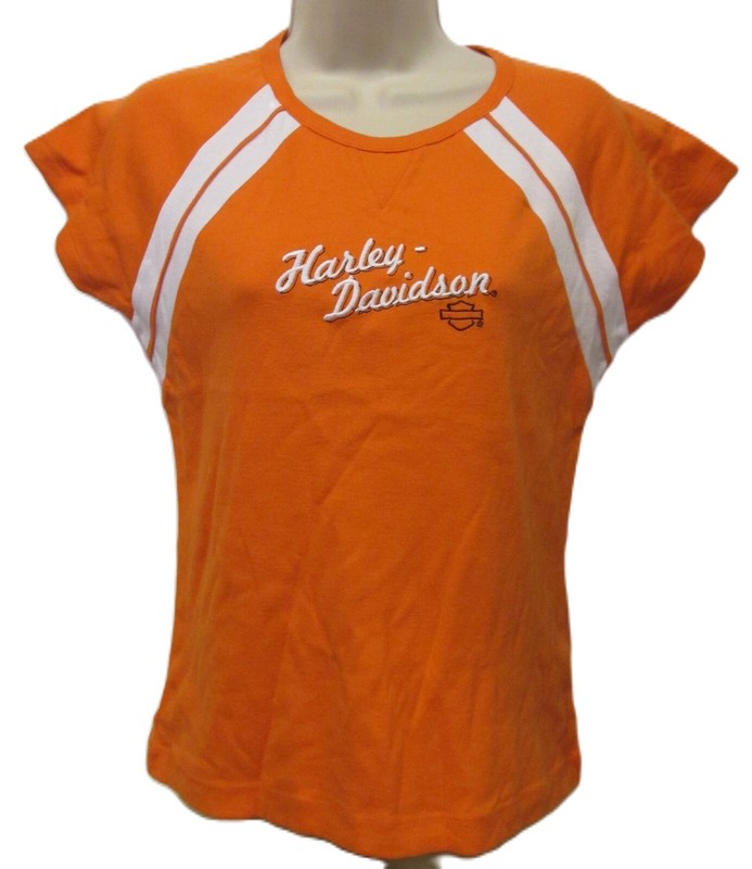 HARLEY DAVIDSON EXTENDED RAGLAN CREW LADIES ORANGE T-SHIRT S/S [NEW]
