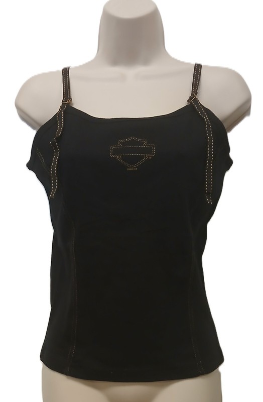 Harley Davidson Logo Stitch Ladies Adjustable Stripe Bra Tank Top Shirt New