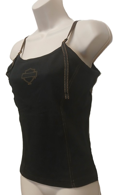 Harley Davidson Logo Stitch Ladies Adjustable Stripe Bra Tank Top Shirt New
