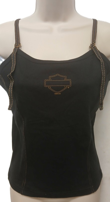 Harley Davidson Logo Stitch Ladies Adjustable Stripe Bra Tank Top Shirt New