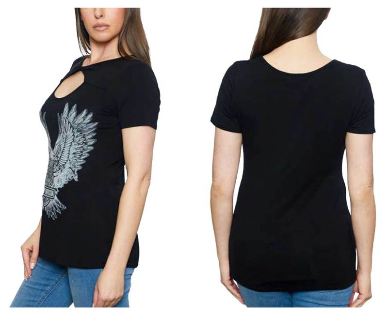 Harley-Davidson Women's Embellished Verts Eagle Crew-Neck Short Sleeve Tee