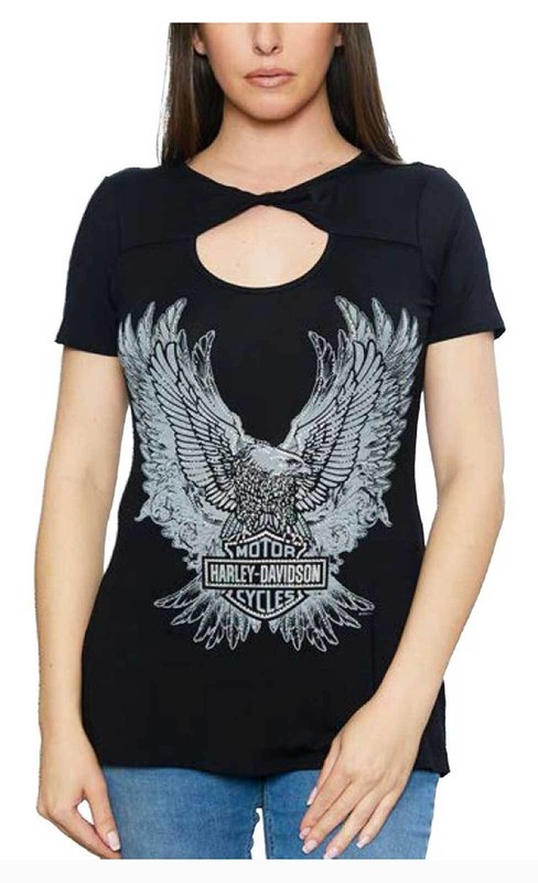 Harley-Davidson Women's Embellished Verts Eagle Crew-Neck Short Sleeve Tee
