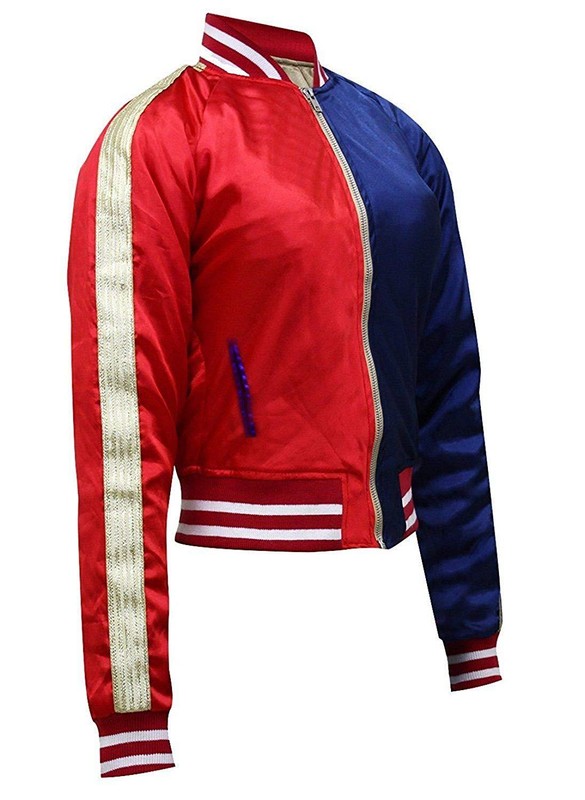 Harley Quinn Suicide Squad Cosplay Costume Varsity Baseball Satin Jacket