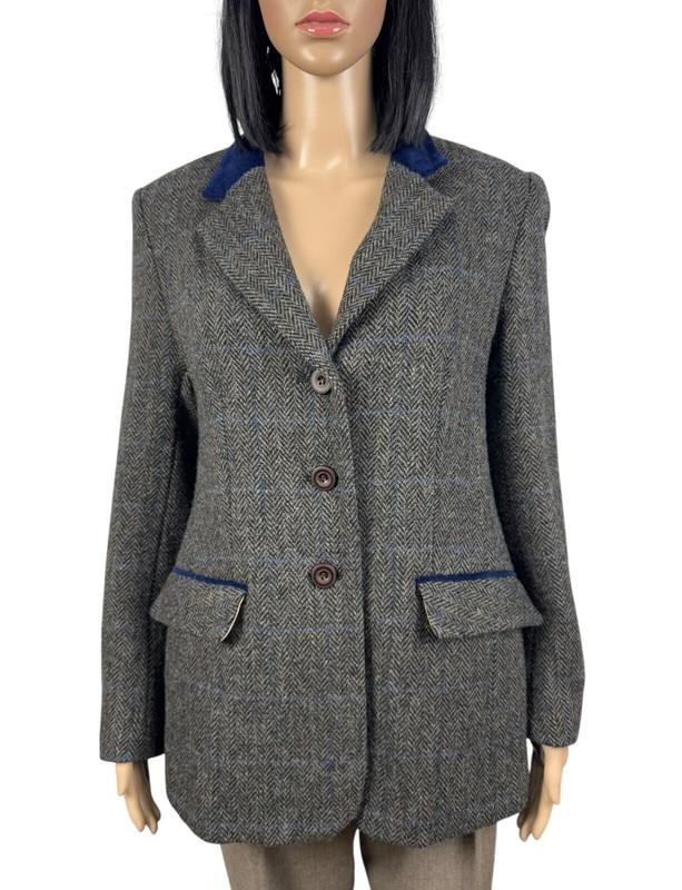 Harris Tweed Kesta London Herringbone Wool Blazer Size UK14