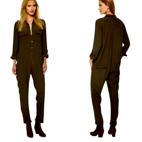 Hatch Maternity The Union Jumpsuit Button Front Black Size S Retail $278