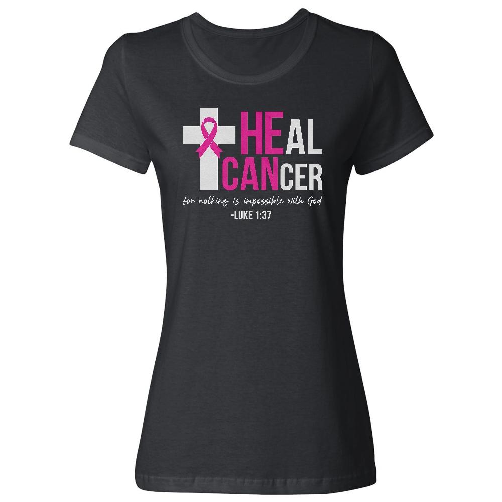 Heal Cancer Cross Religious - Breast Cancer Awareness Ladies' Crewneck T-Shirt