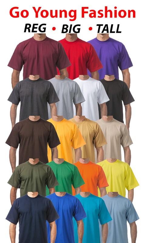 HEAVYWEIGHT T SHIRTS MENS PLAIN SHORT SLEEVE TEE COTTON BIG AND TALL 4XL -10XL