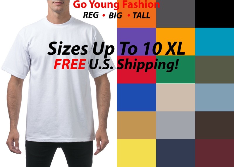 HEAVYWEIGHT T SHIRTS MENS PLAIN SHORT SLEEVE TEE COTTON BIG AND TALL 4XL -10XL