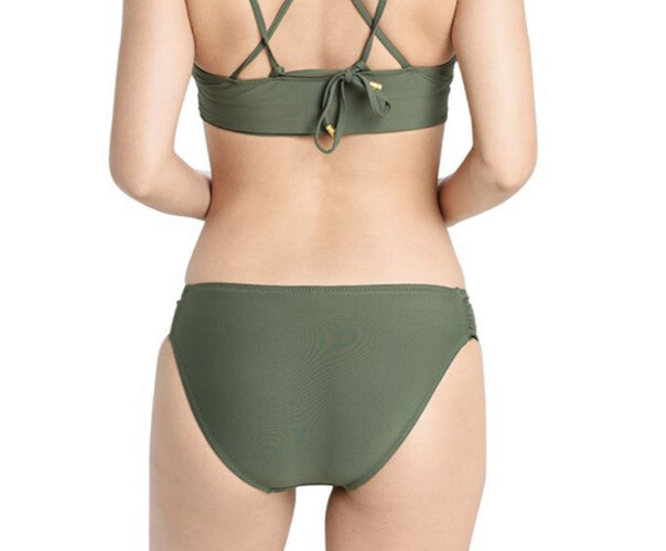 Helen Jon Tab Side Hipster Bikini Bottoms In Fatigue Green SZ S NWOT