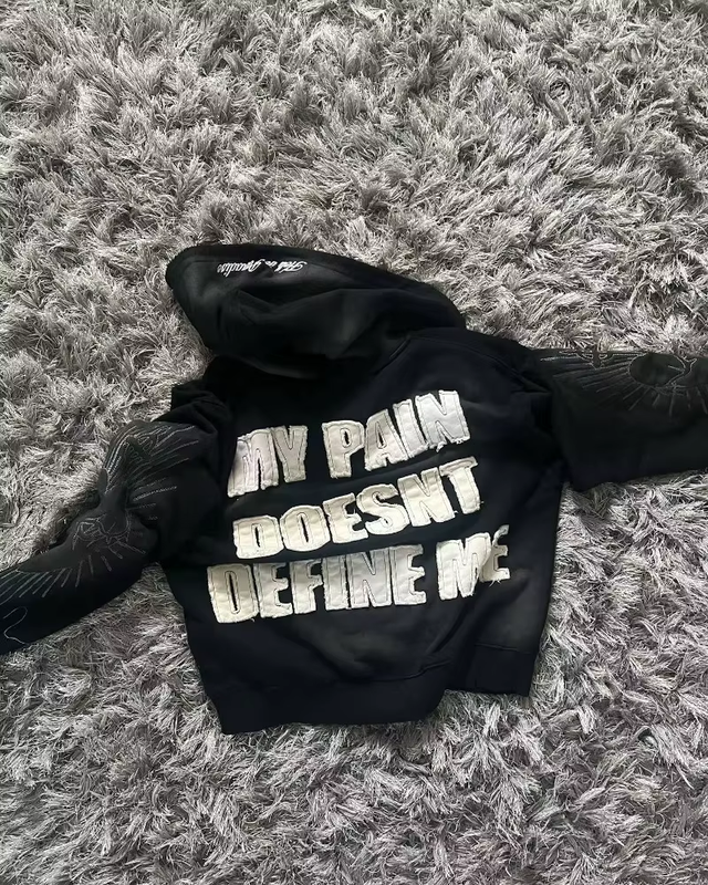 Hell In Paradise Patchwork Gothic Zip Up Hoodie Streetwear Hooded Jacket Men's