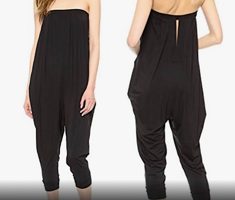 Helmut Lang Black Sleeveless Romper Jumpsuit Strapless Jersey 1-pc Keyhole Back