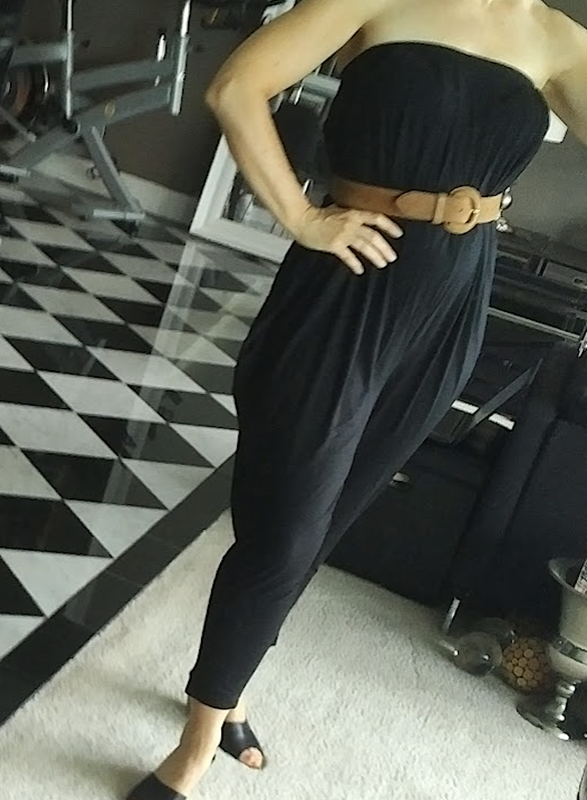 Helmut Lang black sleeveless romper jumpsuit strapless jersey 1-pc keyhole back