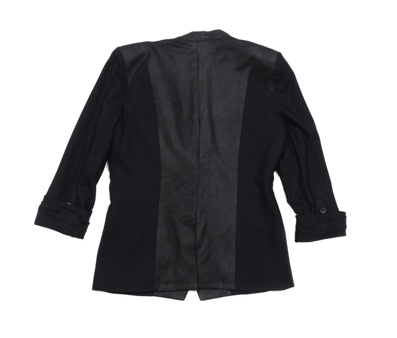 Helmut Lang Wool Leather Block Ruched Sleeves Blazer Made In USA