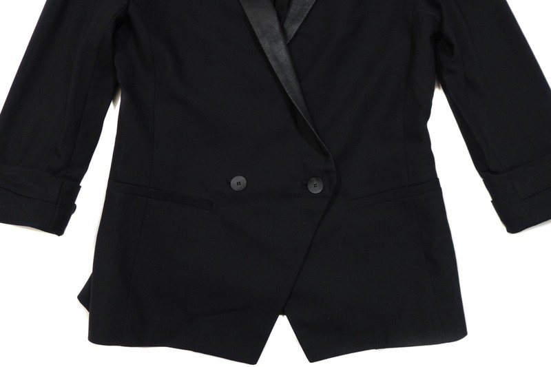 Helmut Lang Wool Leather Block Ruched Sleeves Blazer Made In USA