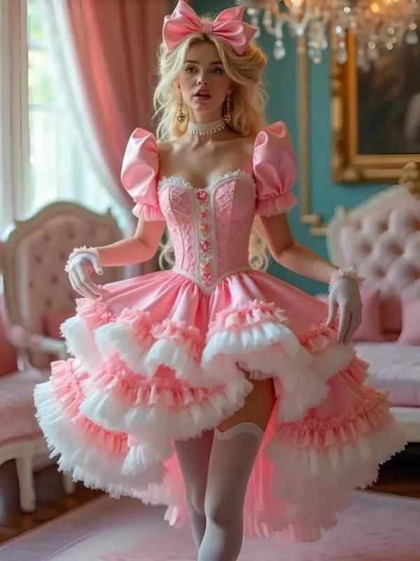 High Low Prom Dresses Ruffles Corset Short Cosplay Homecoming Dress Sweetheart