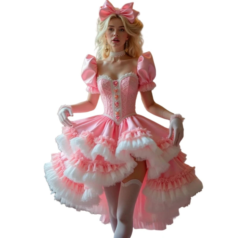 High Low Prom Dresses Ruffles Corset Short Cosplay Homecoming Dress Sweetheart