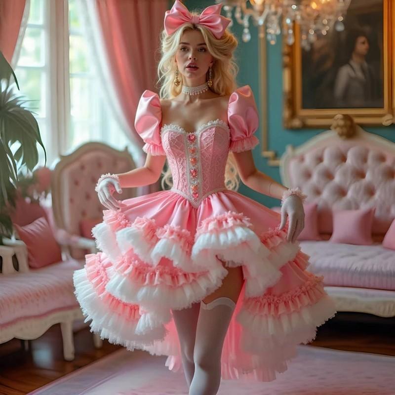 High Low Prom Dresses Ruffles Corset Short Cosplay Homecoming Dress Sweetheart