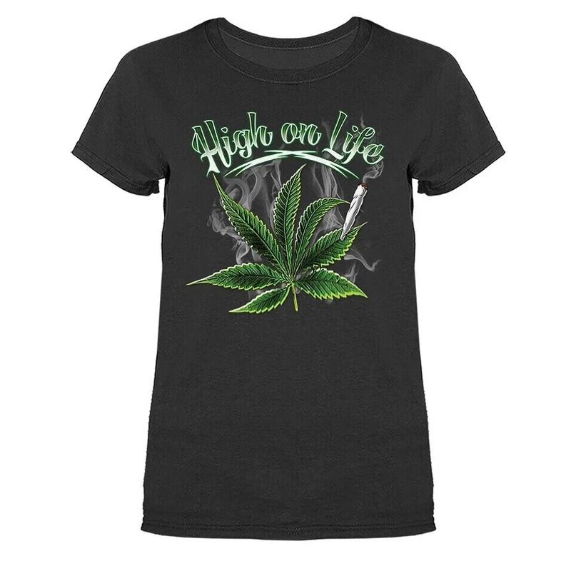 High on Life Marijuana Weed Cannabis Funny Joke Humorous Women's T-shirt