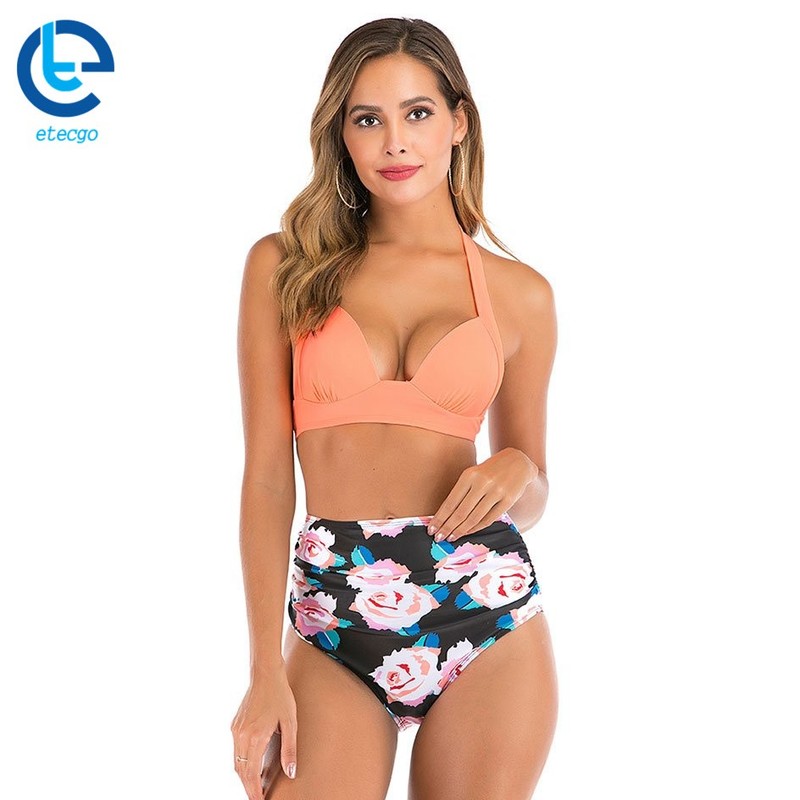 High Waist Two Piece Bikini Set Women Girls Sexy Strap Swimsuit Summer Swimwear