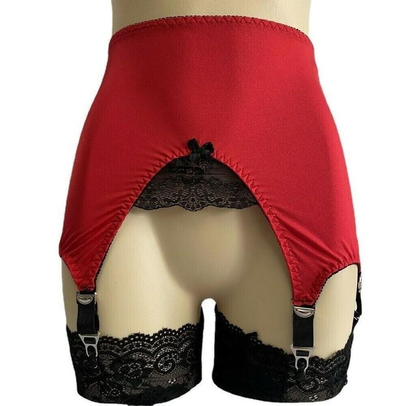 High Waist Women Open Bottom Shaping Girdle Garter Belt W 6 Claws Lace Patchwork