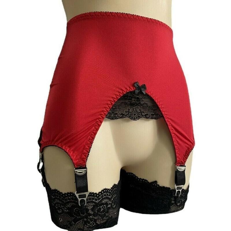 High Waist Women Open Bottom Shaping Girdle Garter Belt W 6 Claws Lace Patchwork